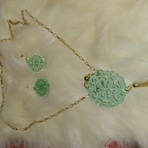 Statement Mint Green Necklace Earring Set Zenzii
